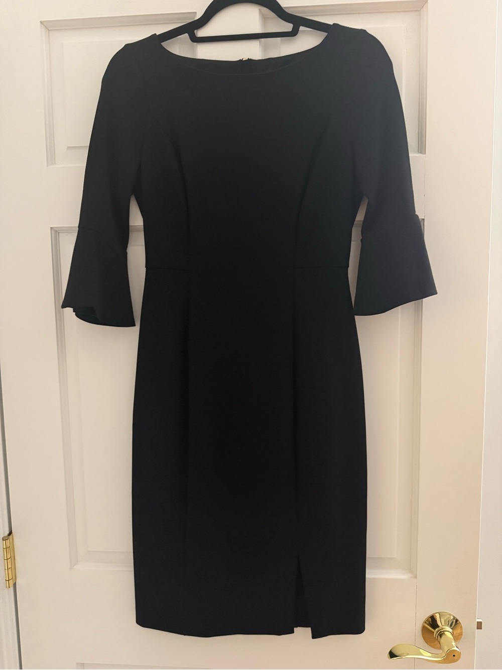 White House Black Market Black Midi Dress with Fluted Sleeves